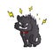 Cartoon scared black cat