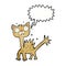 cartoon scared cat with speech bubble