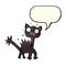 cartoon scared cat with speech bubble