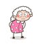 Cartoon Scared Granny Face Expression Vector Illustration