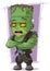 Cartoon scary green monster Frankenstein