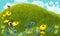 Cartoon scene with animals bugs bees and hive on the meadow - illustration