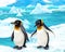 Cartoon scene - arctic animals - penguins