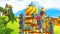 Cartoon scene with beautiful medieval castles - far east kingdom - illustration for children