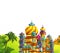 Cartoon scene with beautiful medieval castles - far east kingdom - with space for text