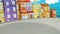 Cartoon scene buildings near the street - beautiful day - illustration for children
