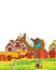 Cartoon scene with cat having fun on the farm on white background - illustration for children