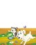 Cartoon scene with cheerful goat and cat having fun on the farm - illustration for children