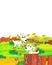 Cartoon scene with cheerful goat having fun on the farm - illustration for children