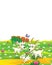 Cartoon scene with cheerful goat having fun on the farm - illustration for children