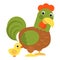 Cartoon scene with chicken family smiling illustration