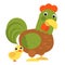 Cartoon scene with chicken family smiling illustration