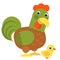 Cartoon scene with chicken family smiling illustration