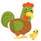 Cartoon scene with chicken family smiling illustration