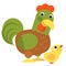 Cartoon scene with chicken family smiling illustration