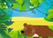 cartoon scene with forest and animal marten illustration for children