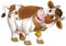 cartoon scene with happy farm animal cow looking and smiling isolated illustration for children