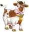cartoon scene with happy farm animal cow looking and smiling isolated illustration for children