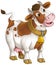 cartoon scene with happy farm animal cow looking and smiling isolated illustration for children