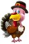 cartoon scene with happy farm bird turkey thanksgiving isolated illustration for children