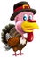 cartoon scene with happy farm bird turkey thanksgiving isolated illustration for children