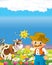 Cartoon scene with happy farmer man on the farm ranch illustration