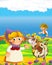 Cartoon scene with happy farmer man on the farm ranch illustration