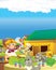 Cartoon scene with happy farmer man on the farm ranch illustration