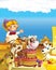 Cartoon scene with happy farmer man on the farm ranch illustration