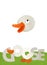 Cartoon scene with happy goose on white background with name sign of animal - illustration