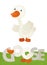 Cartoon scene with happy goose on white background with name sign of animal - illustration