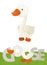 Cartoon scene with happy goose on white background with name sign of animal - illustration