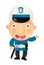 Cartoon scene with happy policeman on duty talking to radio on white background - illustration