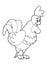 Cartoon scene with happy rooster standing and smiling - coloring page