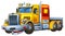 cartoon scene with heavy duty industrial cargo truck with load isolated illustration for children