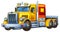 cartoon scene with heavy duty industrial cargo truck with load isolated illustration for children