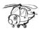 Cartoon scene with helicopter sketch draft illustration