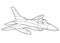 Cartoon scene with jet plane - coloring page