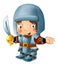 cartoon scene with medieval happy knight in armor isolated illustration for children