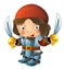 cartoon scene with medieval happy knight in armor isolated illustration for children