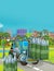 Cartoon scene with military vehicle on the road forklift - illustration for children