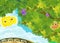 cartoon scene with park or forest and sun illustration funny artistic looking painting