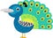 cartoon scene with peacock animal bird stading happy and proud isolated illustration for children