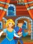 cartoon scene with prince and princess wedding in the castle room illustration artistic style scene
