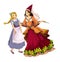 Cartoon scene with princess royal girl standing being happy thinking about something