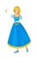 Cartoon scene with princess royal girl standing being happy thinking about something