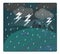 Cartoon scene with weather - storm over the village - thunders