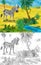 Cartoon scene with wild animal zebra horse in nature - illustration