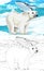 Cartoon scene with wild animals like bear in polar nature - illustration