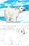 Cartoon scene with wild animals like bear in polar nature - illustration